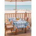 thumbnail image 2 of Outdoor Tablecloth with Umbrella Hole for Patio/Picnic/Party/Camping, Nautical Coastal Waterproof Table Cloth Rectangle Table Cover Washable, Ocean Starfish Shells Coral Conch Blue Plaid (54"x 80"), 2 of 8