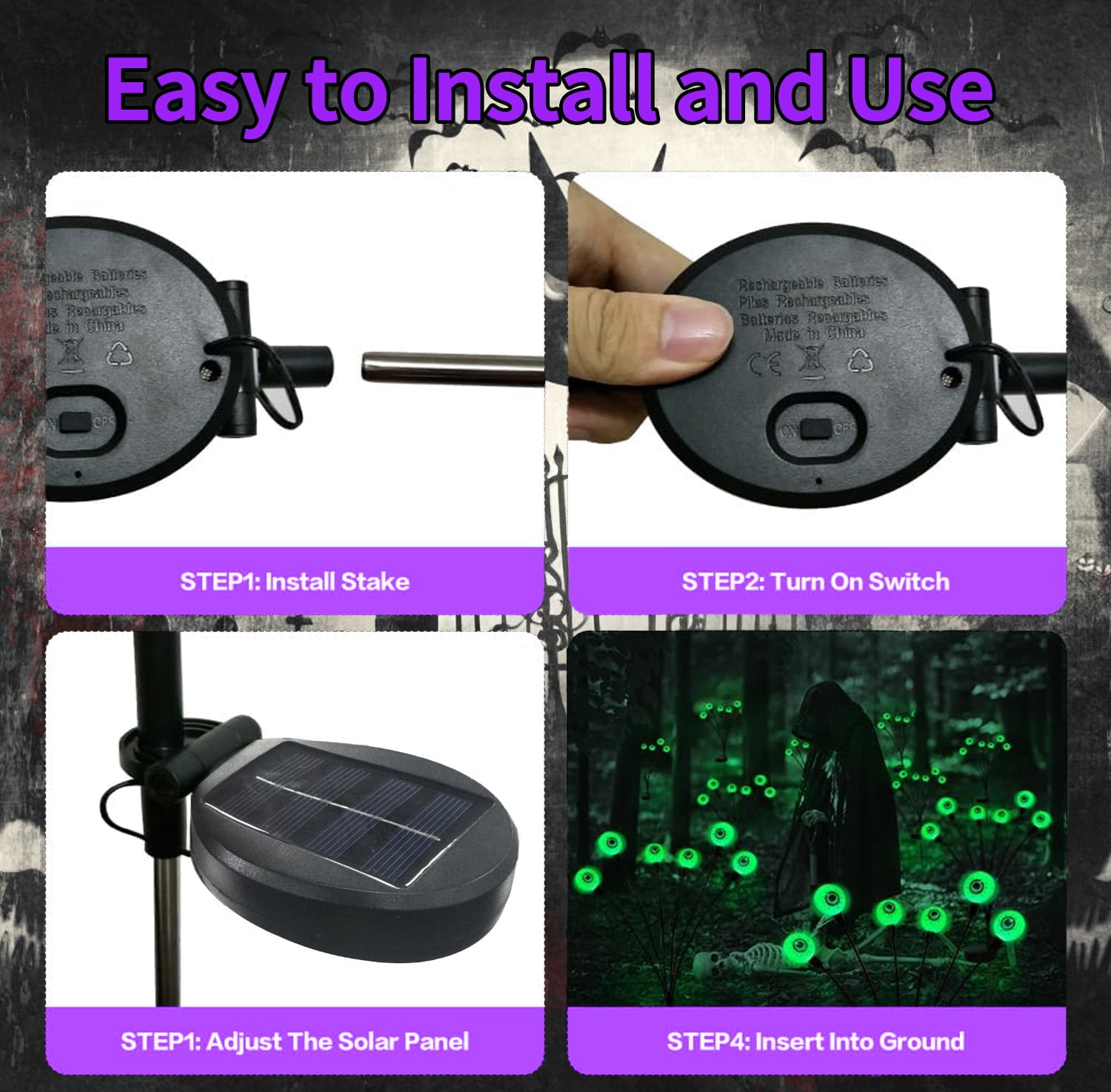Inadays Halloween Decorations Outdoor Halloween Decor Solar Scary Eyeball Lights 2Pack 16LEDs Waterproof Green Eyeball Swaying Firefly Light With 2 Modes For Garden/Yard/Patio/Party Decor, Green