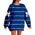 thumbnail image 3 of Women's Solid Color Striped Print Sweatshirt, Elbow Bow Detail Pullover, Thin Line Pattern Top, Long Sleeve Casual Blouse, Decorative Bow Accent Shirt Blue XL, 3 of 6