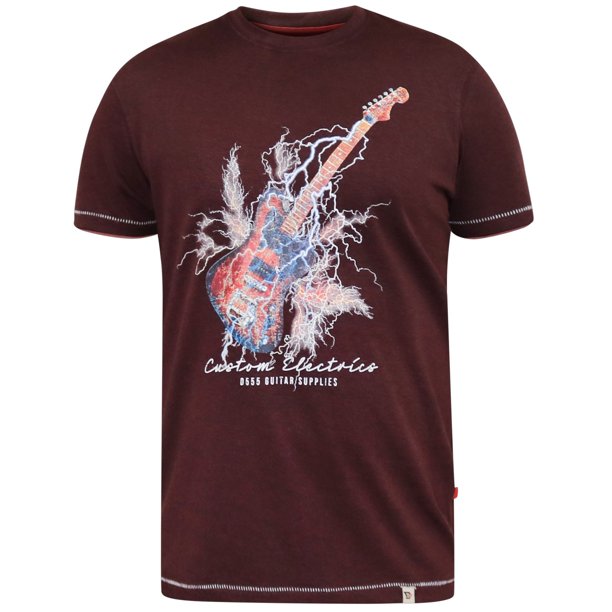 Duke - Camisetas de Guitarra Lightening Redbourn D555 para Hombre (Burdeos)