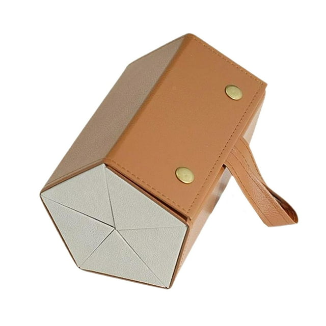 Organizador de gafas de , caja de almacenamiento de gafas de cuero sintético, multifunción, portátil, para colgar, para mujeres y hombres. Caqui 5 cuadrículas