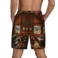 thumbnail image 3 of Sigee Log Cabin Inside Print Mens Swim Trunks with Compression Liner Quick Dry Swim Stretch Beach Shorts with Pockets,S-3XL, 3 of 7