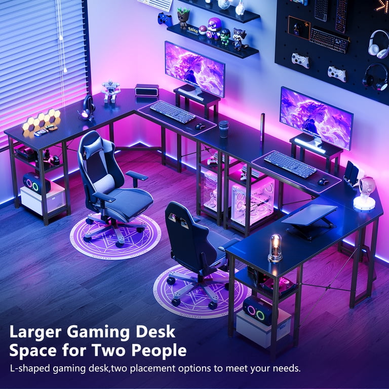 GUNAITO 61" L-Shaped Gaming Desk with Storage Shelves photo 7