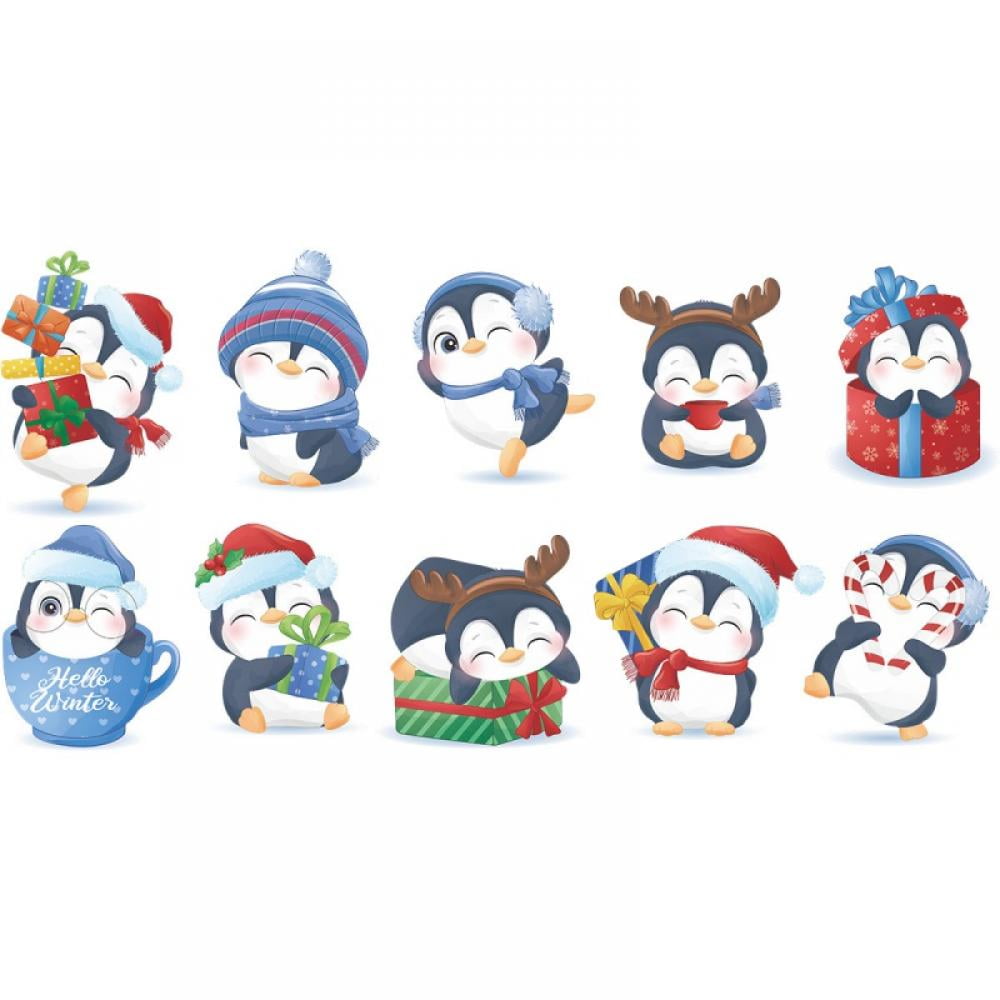 Deepwonder 3D Removable Christmas Window Stickers,Christmas Wall Decal Cartoon Sticker