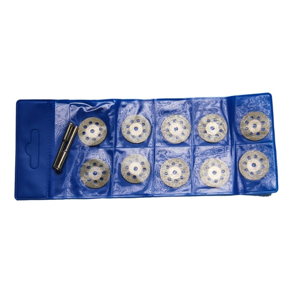 TMAX 10 pc 7/8 Inch Breath Diamond Coated Cutoff Wheel Saw Disc with 2 Mandrel 1/8 Inch Shank for Dremel and Other Rotary Tools