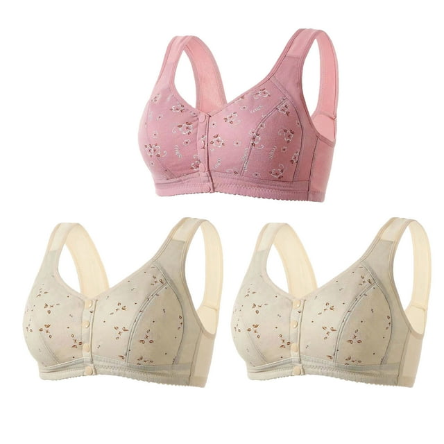 AherBiu 3pc Plus Size Bras for Women Front Closure Full Coverage Comfort Bralettes Push up Wireless Lingerie