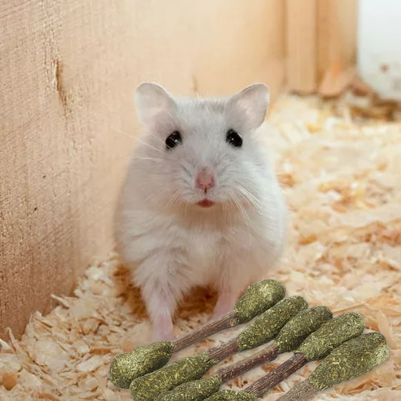 Rabbit Chew Toy, Keep Teeth Healthy 5PCS Alfalfa Grass Hamster Chew Sticks for Squirrels for Guinea Pig
