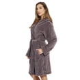 thumbnail image 3 of Just Love Hooded Velour Robe for Women with Sherpa Lined Hood (Charcoal With Hood, 1X), 3 of 4