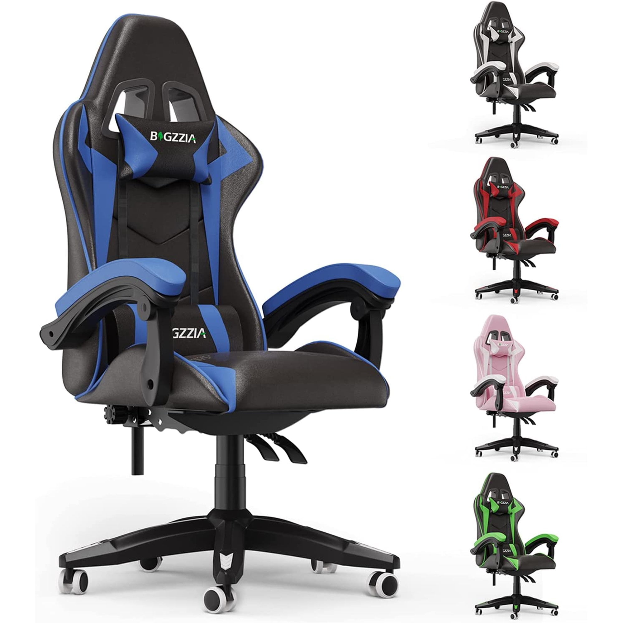 BIGZZIA LUXURY GAMING OFFICE CHAIR HOME COMPUTER DESK RECLINER CHAIR BLUE 