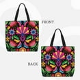 thumbnail image 2 of Cauagu Sac Fourre-Tout Broderie Florale Colorée Mexicaine pour Femmes Filles, Grand Sac Réutilisable pour Courses avec Poches Intérieures, 2 of 7