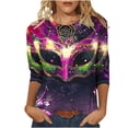 thumbnail image 1 of Penkiiy Blouse de Carnaval pour Femmes Mardi Gras Mode Imprimé Décontracté Col Rond Manches 3/4 T-shirt Blouse TG Multicolore, 1 of 5