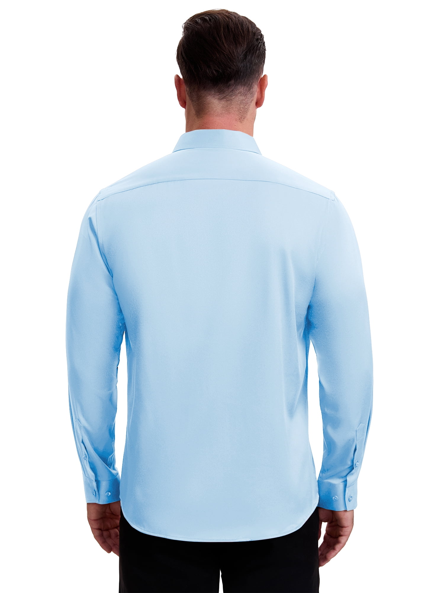 DARING DIVA Men's Point Collar Long Sleeve Button Down Formal Shirts S Light Blue
