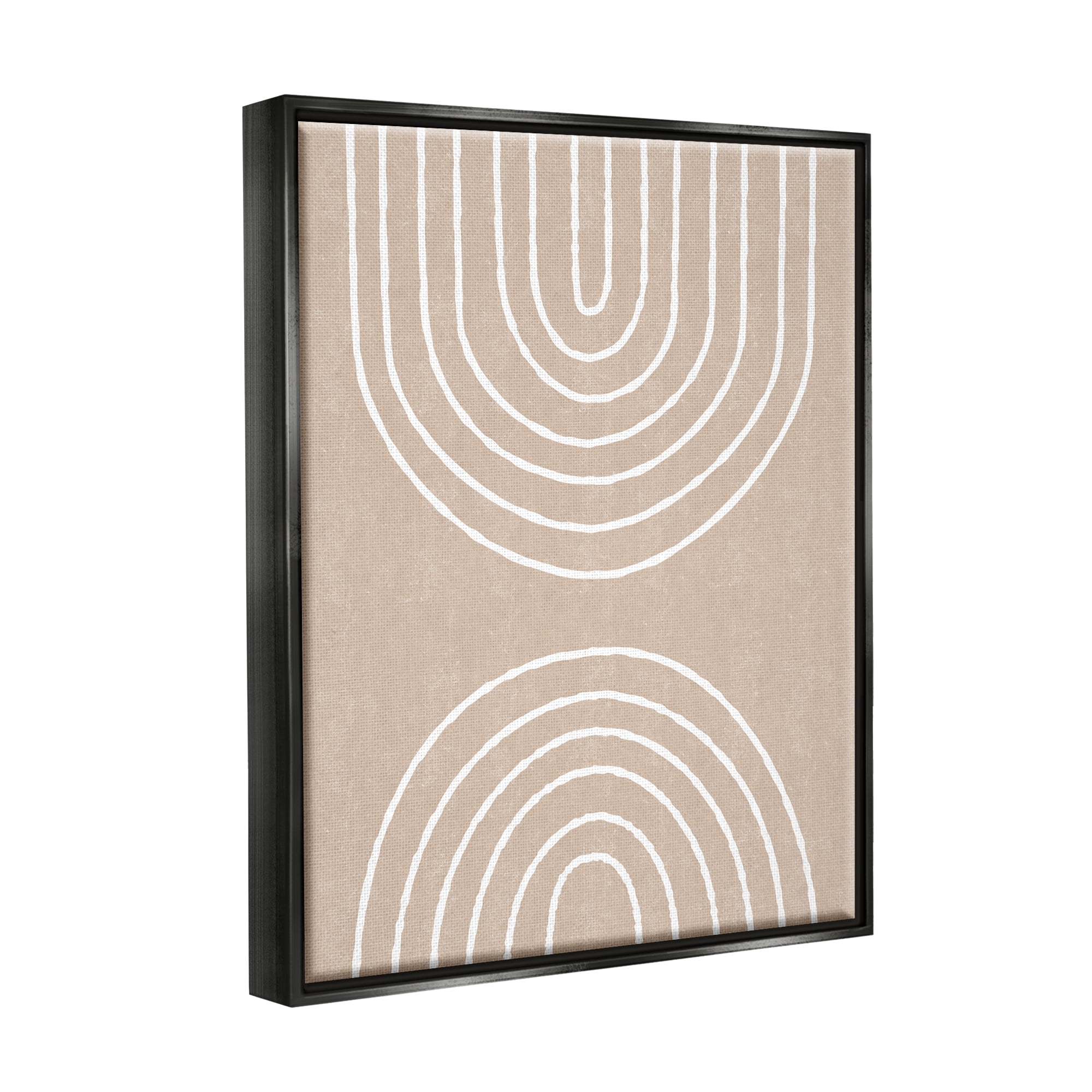 Stupell Asymmetrical Mirrored Beige Arches Abstract Painting Black Floater Framed Art Print Wall Art
