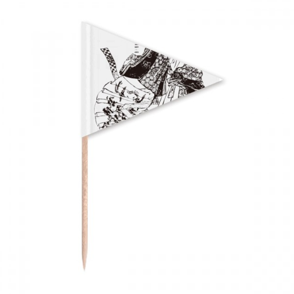 Japon Sakura Dessin Croquis Cure-Dent Triangle Toppers de Cupcake Drapeau