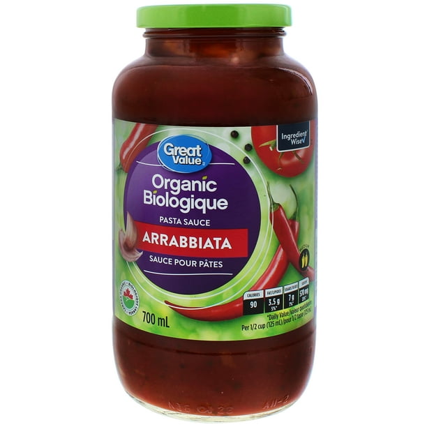 Sauce pour pâtes arrabbiata biologique Great Value 700&nbsp;ml