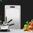 thumbnail image 3 of Opvise 304 Stainless Steel Double-Sided Cutting Board – Brushed Surface, Dual Zone Meat & Vegetable, Durable & Easy Clean, Multiple Sizes (S/M/L/XL/2XL), 3 of 8