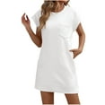 thumbnail image 2 of kttectoa Crewneck Short Sleeve Dress for Ladies Ribbed Pockets Casual Sun Dress Solid Dresses Flowy Dresses for Women Comfy Dress for Street Wear, 2 of 5
