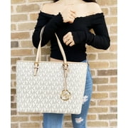 Michael Kors Jet Set Medium Carryall Top Zip Tote Vanilla MK Signature