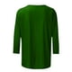 thumbnail image 4 of ICHUANYI ClearanceWomen's Fashion Solid Loose T-shirt Mid-length 3/4 Sleeves Blouse Round Neck Casual Tops(Green, M) ICHUANYI WER20232080500188, 4 of 5