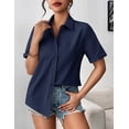 thumbnail image 4 of Zeagoo Shirts for Women Trendy Rolled Cuffed Short Sleeve Button Up Blouse Business Casual Tops Summer Fashion Shirts, 4 of 6