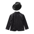 thumbnail image 4 of YUUMIN Kids Boys Shiny Sequins Tuxedo Suit Jacket Coat Blazer Halloween Party Festival Dance Black 10, 4 of 6