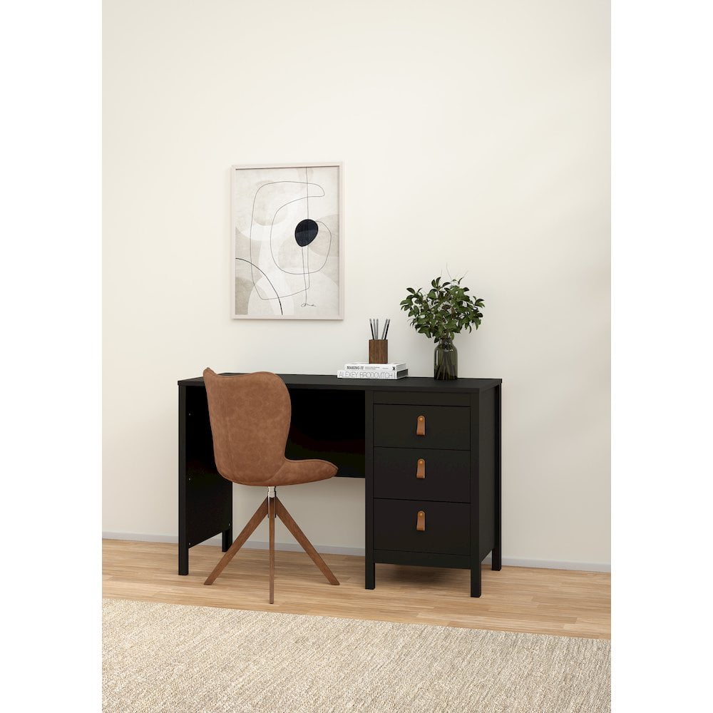 Tvilum Madrid Home Office Writing Desk with 3 Storage Drawers for Adults, Black Matte