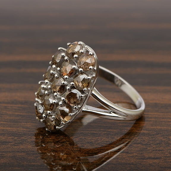 1.35 CT Natural Rose Cut Champagne Diamond 925 Sterling Silver Valentines Day Gifts Ring
