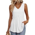 thumbnail image 2 of Womens Tank Tops 2026 Boho Fashion Clothing Flowy Peplum Top Sleeveless V Neck Babydoll Tank Top White S, 2 of 5