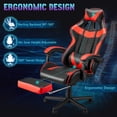 thumbnail image 5 of Huracan PU Leather Gaming Chair with Footrest & Lumbar, Adjustable Armrests/Headrest Computer Gamer Chair for Adults, Office/Game/Home, Red, 5 of 7