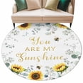 thumbnail image 2 of Sunflower Large Round Rug 8 FT, Non Slip Living Room Area Carpet, Summer Botanical Green Eucalyptus Leaves Washable Soft Circle Rug Non-Shedding Floor Carpet for Bedroom Office Dining Room, 2 of 9