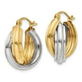 thumbnail image 2 of Real 14kt Two-tone Polished Double Hoop Earrings; for Adults and Teens; for Women and Men, 2 of 4
