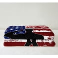 thumbnail image 3 of Fleece Blanket American Flag Fuzzy Blanket Youth Teens Military Theme Throw Blanket Soldier Silhouette Blanket Vintage Grunge Usa Flag Blanket for Bedroom Living Room, 3 of 6