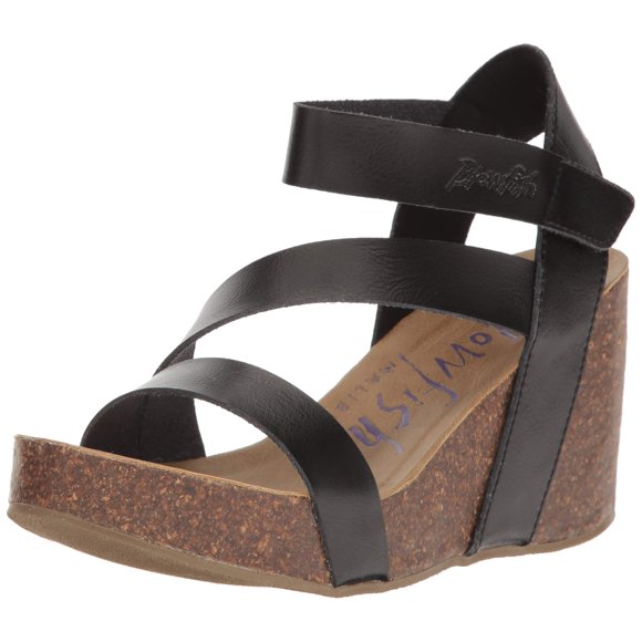 Blowfish Malibu Women's Hapuku Wedge Sandal, Black Dyecut, 6M