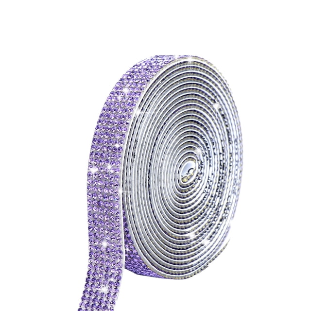 Rhinestones For Crafts 6-Row Self-Adhesive Crystal Diamond Ribbon 40 in Long With 2 mm Rhinestones For Christmas DIY Projects