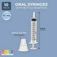 Oral Medicine Syringes with Bottle Adapter, 10 Pack, Transparent, Safe