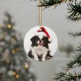 thumbnail image 3 of DistinctInk Hanging Ceramic Christmas Tree Ornament with Gold String - Great Gift/Present - 2 3/4 inch Diameter - Japanese Chin Puppy Design, 3 of 4