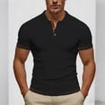 thumbnail image 3 of ZCFZJW Collared Muscle T-Shirts Men Slim Fit Textured Knit Athletic Workout Tees Shirts Short Sleeve 1/4 Button Down Shirts Casual Stylish Tshirt Tops Black XL, 3 of 9