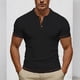 thumbnail image 1 of Ceisia Men's Slim Fit Short Sleeve Turndown Collar Rib Knit Polo Shirt with Contrast Trim Black M Gifts, 1 of 8