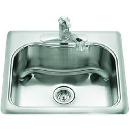 Kohler Staccato Top-Mount Single Bowl Kitchen Sink With Single Faucet Hole Stainless Steel