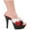 Black/Red, variant on Ellie Shoes E-601-Plush 6" Womens Sandal with Buckle and Maribou. 5 / Black/Red