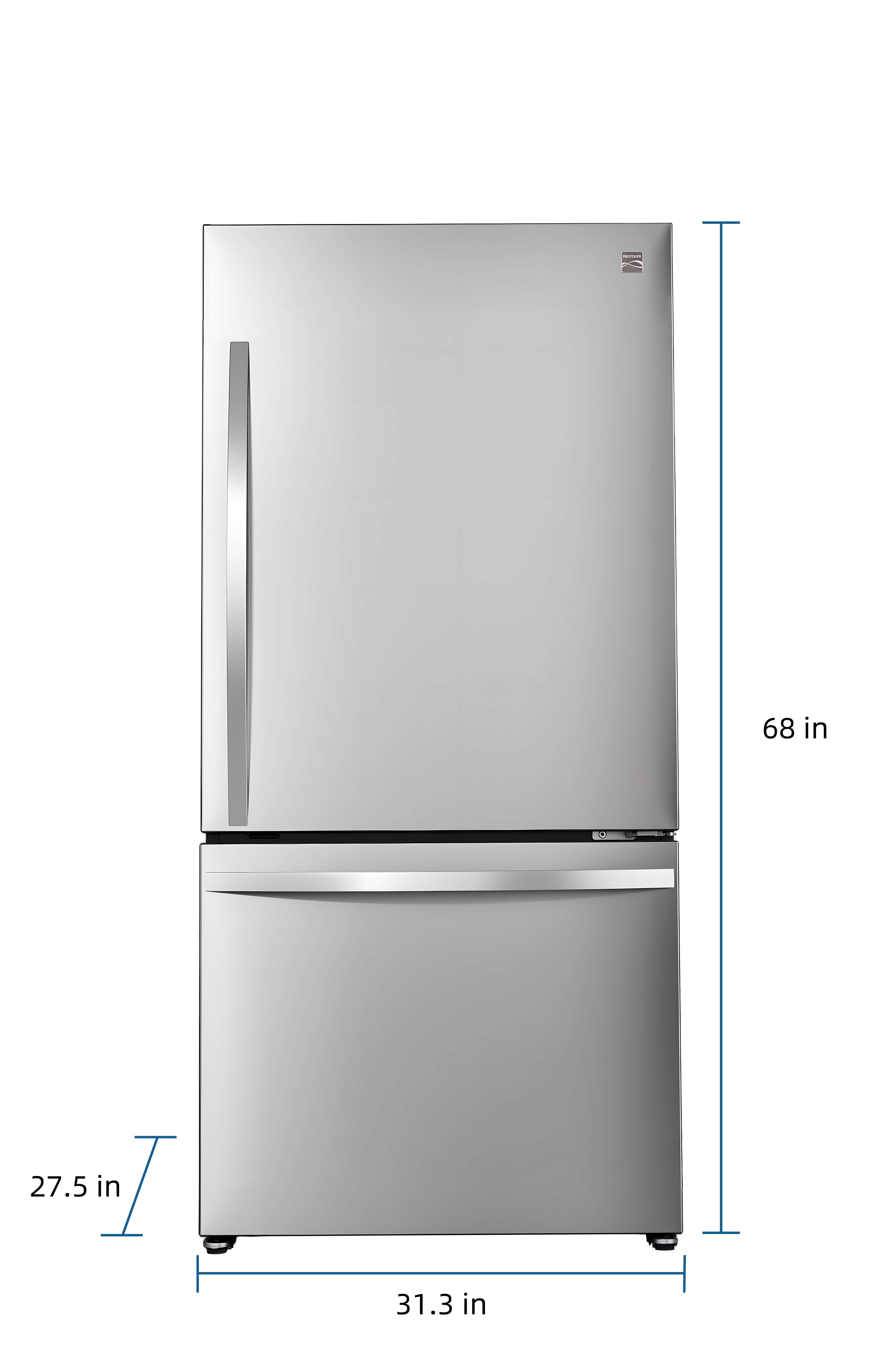 Kenmore 31" 22.3 Cu. ft. Capacity Standard Refrigerator with Bottom Freezer, Fingerprint Resistant Stainless Steel