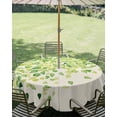 thumbnail image 3 of Outdoor Tablecloth with Umbrella Hole Zipper Green Leaves Round Tablecloth 54" Waterproof Outside Table Cloth Gradient Spring Plants Rustic Botanical Patio Table Cover Tablecloths for Picnic Party, 3 of 8