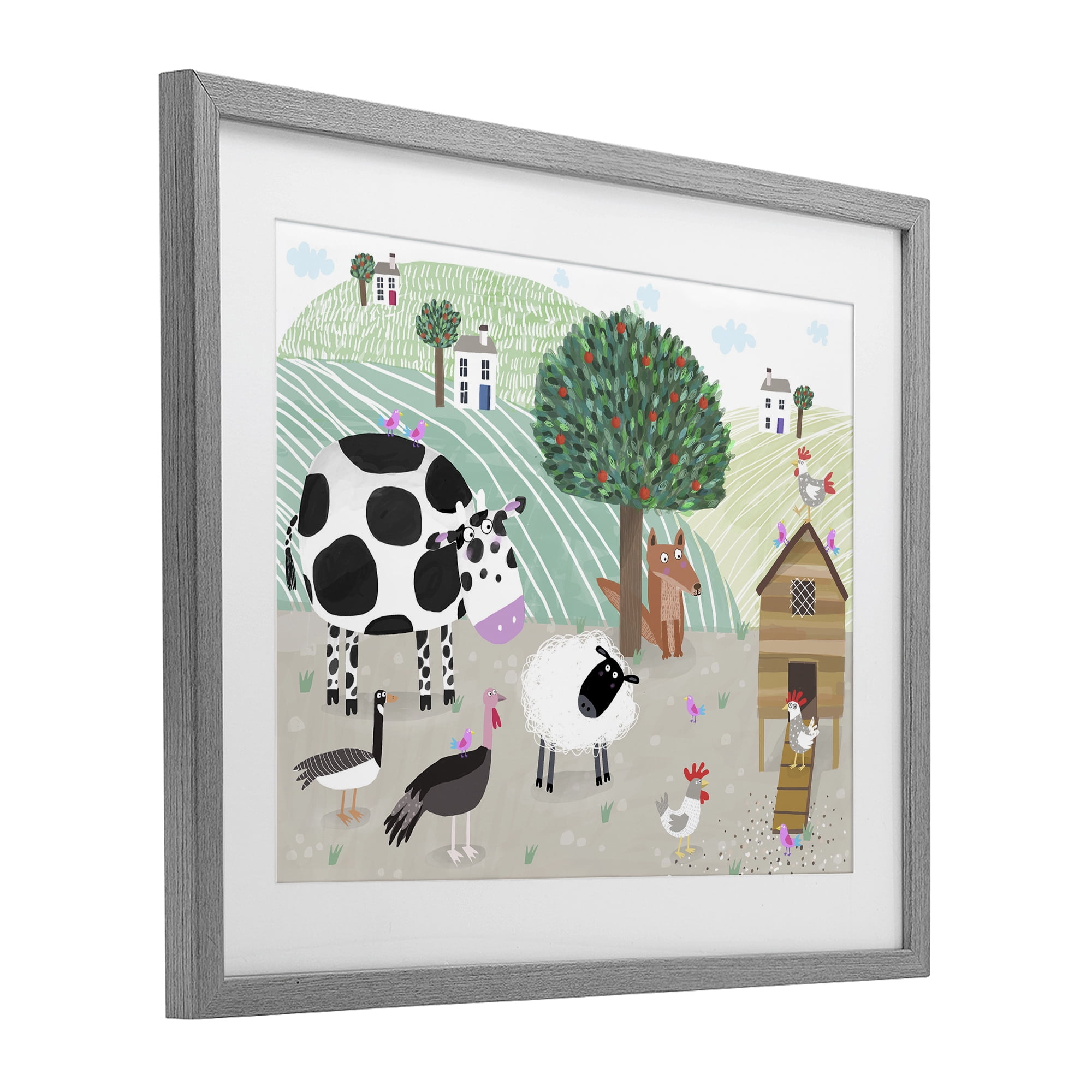 Stupell Industries Down At The Farm Gray Framed Print Under Glass, design by Carla Daly