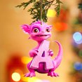 thumbnail image 3 of Nkmbld Christmas Tree Decoration - 26 Letter Cartoon Dinosaur Pendant, Dino Figures Hanging Gift, Cute Christmas Tree Ornaments, Pink, 3 of 8