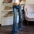 thumbnail image 2 of Women's Stretch Flare Jeans, Mid Rise Washed Denim Bell Bottom Pants, S-L, 2 of 3
