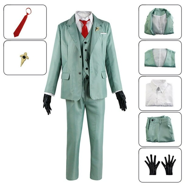 Disfraz de Anime Spy X Family Loid Forger, traje verde claro, peluca rubia, sombrero, traje Crepúsculo, camisa, corbata, ropa para hombre, HalloweenXXXL Gao Jinjia LED