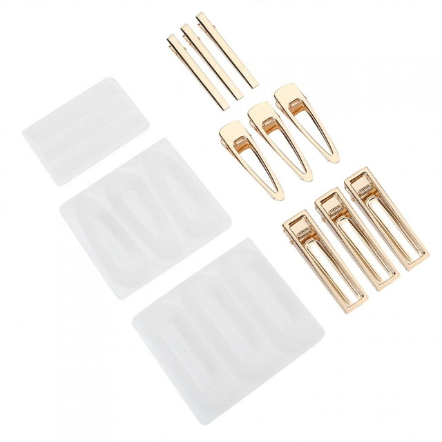 Hair Barrettes Silicone Molds, Hair Pin Casting , 3 Sizes And Styles Rectangular Tear-resistant DIY Lovers For Jewelry-makers Girls Jewelry-Lovers 3 Molds + 3 Metal Hairpin
