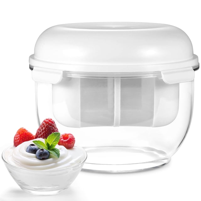 Colador para Yogur Griego, Fabricador de Yogur Griego de 2QT con Cesta de Malla Ultra Fina, Colador Mejorado 2025 Libre de BPA para Yogur Griego Casero Espeso, Contenedor de Gran Capacidad Blanco (XL)