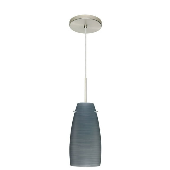 1JT-1512TN-LED-SN-Besa Lighting-Tao 10-One Light Cord Pendant with Flat Canopy-5.13 Inches Wide by 10.75 Inches High-Satin Nickel Finish-Titan Glass