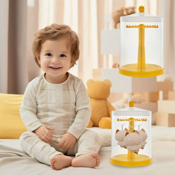 Caja Giratoria para Persianas, Estante de Almacenamiento y Exhibición de Juguetes | Rotación de 360 Grados | Plástico Amarillo | 29,8 X 21 X 21 Cm | Caja de Almacenamiento para Objetos Del Hogar | 70